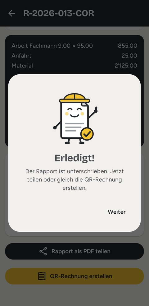 Erledigt nach der Unterschrift